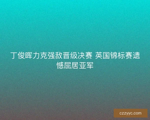 丁俊晖力克强敌晋级决赛 英国锦标赛遗憾屈居亚军